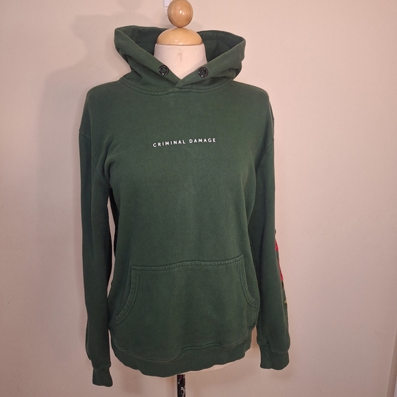 Criminal Damage River Island Rose hoodie unisex men's L - Picture 3 of 10